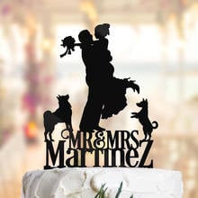 Decoração personalizada para bolo de casamento, decoração de bolo com cachorro e noivo, decoração de festas de casamento, sr. e sra. 2024 - compre barato