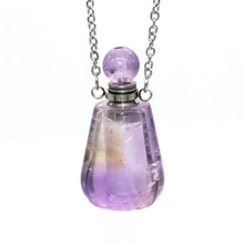 Trendy-beads Stainless Steel Natural Amethysts Stone Pendant Perfume Bottle Necklace Temperament Jewelry 2024 - buy cheap