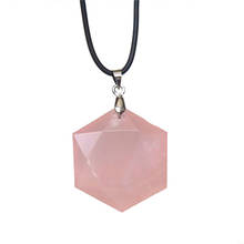 Pingente cristal estrela de davi, hexagrama rosa natural, pedra preciosa, colar de cura de energia, joia para presente 2024 - compre barato