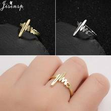 Jisensp-anillo minimalista con forma de corazón para mujer, joyería de acero inoxidable, ajustable, geométrico, hueco 2024 - compra barato