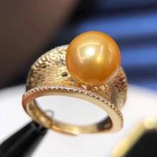 D908 Pearl Ring Fine Jewelry 925 Sterling Silver Round 10-11mm Fresh Water Golden Pearls Rings for Women Fine Presents 2024 - buy cheap