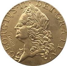 24-K banhado a ouro 1752 Reino unido 1 Guiné-George II moedas copiar 2024 - compre barato