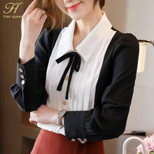 H Han Queen-blusa de chifón con lazo para mujer, camisa de trabajo elegante, informal, de negocios, ajustada, 2021 2024 - compra barato
