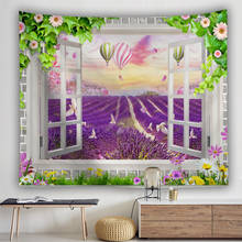 Boho Plant Tapestry Nature Painting Scenic Window lavender Tapestry Wall Hanging Flower Decor Custom Tapestry Wall Hanging 2024 - buy cheap