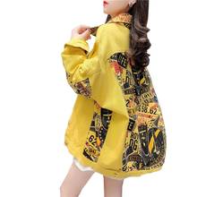 Letter Print Vintage Streetwear Cartoons Denim Jacket Women Fashion Korean Casual Loose Big Size Coat Ladies 2021 New Chaqueta 2024 - buy cheap