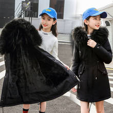Зимний комбинезон для девочек 2020, верхняя одежда с хлопковой подкладкой, детское пальто с капюшоном из плотного бархата, детская теплая куртка для девочек, парки, W579 2024 - купить недорого