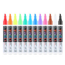12cores 6mm canetas de marcador de giz líquido, canetas marcador de ponta oblíqua para escrita de led, placa, vidro, janela, arte pintura 2024 - compre barato