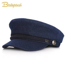 Chapéu infantil de denim para meninos, chapéu moderno militar de sailor para meninas 51/53 2024 - compre barato