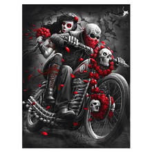 Rhinestone Pictures 5D Diamond Painting motorcycle skull couple Full Square Round Diamond Painting Diamond Embroidery full set 2024 - buy cheap