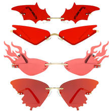 Женские солнцезащитные очки без оправы, винтажные зеркальные очки с металлическими линзами, UV400 2024 - купить недорого