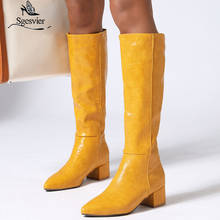 Sgesvier feminino salto grosso apontou toe confortável ocidental botas de cowboy outono mulher sapatos inverno feminino joelho botas altas 2020 2024 - compre barato