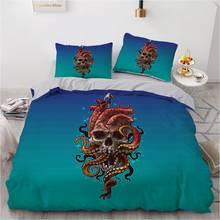 Bedding Sets 3D Duvet Quilt Cover Set Comforter Bed Linen Pillowcase King Queen Double Blue Skull Devilfish Pattern Bedclothes 2024 - buy cheap