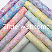 Синтетическая кожа Glitterwishcome 21 х29 см, Размер A4, кружевная блестящая кожа, блестящая искусственная ткань, винил для бантов, GM780A 2024 - купить недорого
