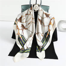Новый Шелковый шарф, квадратная Женская бандана, Шейная шаль, большой хиджаб, шарфы, весенний шарф из пашмины, модный платок для леди 2021 2024 - купить недорого