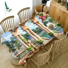Toalha de mesa 3d para casamento, toalha de mesa retangular e redonda com visão do mar, natal, paisagem, à prova d'água 2024 - compre barato