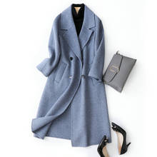 Женское шерстяное пальто с отложным воротником, двубортное элегантное кашемировое длинное пальто из 2020 шерсти, 95% 2024 - купить недорого