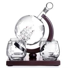 Whisky Decanter for Vodka Liquor Carafe Lead-free Whiskey Decanter Globe Set Elegant Wine Glass Sailboat Inner World Map Surface 2024 - buy cheap