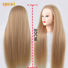 Qoxi-cabezas de maniquí para práctica de peluquería, cabeza de maniquí con pelo de 80cm para trenza de cabeza 2024 - compra barato
