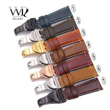 Rolamy-Correa de repuesto para reloj de pulsera, accesorio duradero de cuero Real de 20 y 22mm para Tudor Seiko Rolex Omega IWC 2024 - compra barato