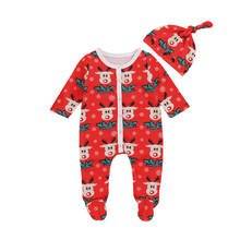 Pelele + sombrero de alce de Navidad para bebés, monos con estampado de ciervo de dibujos animados, ropa festiva de manga larga de un solo pecho 2024 - compra barato