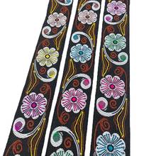 Cinta de bordado étnico Vintage de 33MM, patrón de flores de tres colores, tejido Jacquard, adorno de encaje, bolsas de bricolaje, tela de ropa 2024 - compra barato