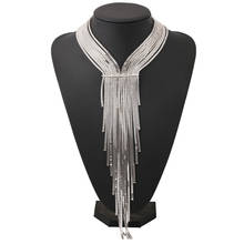 Collar grande bohemio para mujer, joyería gruesa, cadena larga, borla, estilo llamativo, Gargantilla 2024 - compra barato