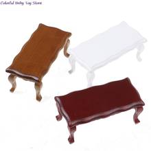 3 Colors 1/12 Doll House Miniature Furniture Wave-Edged Wooden Coffee Table 2024 - buy cheap