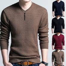 Fashion Men Sweater Top V-Neck Long Sleeve Pullover Autumn Shirt Mens Sweaters Knitted Cashmere Wool Pull Homme perfect gifts 2024 - buy cheap