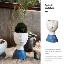 Art Portrait Flower Vase Sculpture Resin Human Face Family Flower Pot Handmade Garden Storage Flower Arrangement Home Decors 2024 - buy cheap