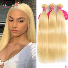 Kit de extensão capilar lisa 613, loiro, cabelo humano, brasileiro, 1, 3 ou 4 mechas, cabelo remy, 8-28 polegadas, jovem solo 2024 - compre barato