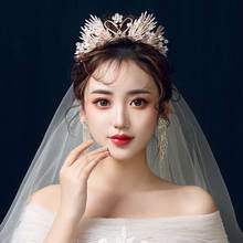 Wedding Crown and Earrings Set Rhinestone Swan Tiara Pearl Bride Hair Jewelry Crowns Bridal Wedding Tiaras Hair Accessories H257 2024 - buy cheap