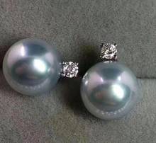 Pendientes de perlas de agua dulce de 18K y 9-10mm, aretes de color gris natural 2024 - compra barato
