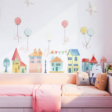 Castelo dos desenhos animados adesivos de parede para sala de crianças removível berçário decalques de parede auto-adesivo papel de parede de vinil murais decoração do quarto 2024 - compre barato