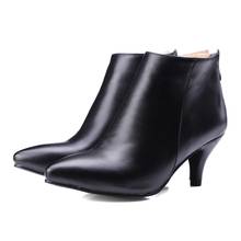 Big Size                  Ma'am  Short boots    Pure color    Fashion boot barrel    Pointed   High heel boots 2024 - buy cheap