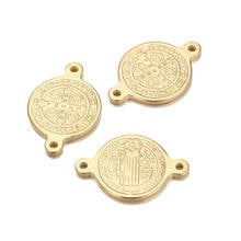 100% Stainless Steel 2 Hole St Benedict Medal Charm Connector Gold/Silver Color Metal San Saint Benedict Charms Wholesale 20pcs 2024 - buy cheap