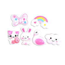 20 pçs arco-íris gatinho flamingo nuvem dos desenhos animados apartamentos de volta resina scrapbooking cabochons diy hairpin telefone caso acessórios 2024 - compre barato