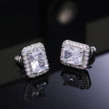 Huitan Simple Styles Stud Earrings for Women Mosaic Crystal Zircon Gorgeous Female Wedding Engagement Earrings Statement Jewelry 2024 - buy cheap