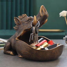 Caja de almacenamiento de hipopótamo, adornos creativos de estilo europeo, decoraciones para sala de estar, bandeja de almacenamiento de restos, accesorios de decoración del hogar 2024 - compra barato
