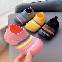 Unisex Toddler Shoes Baby Girl Flying Knit Sneakers Fashion Stripe Boy Casual Flat Shoe Soft Bottom Non-slip Child First Walk 2024 - купить недорого