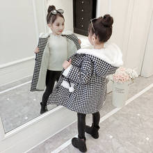 2021 children's clothing girls coat cotton Padded Plaid Hooded long Coats Kids Girl Winter Jacket Clothes 2024 - buy cheap