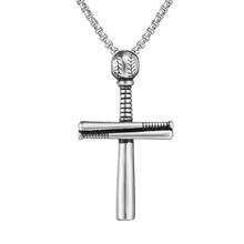 Fashion Baseball Cross Pendant Necklace Men Party Hip Hop Gold Chain Link Necklace Sport Style Punk Cross Chain Vintage Jewelry 2024 - buy cheap