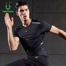 Camisa masculina de corrida vansydical, camiseta listrada reflexiva de manga curta para ginástica e treino 2024 - compre barato
