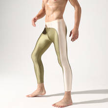 Леггинсы мужские компрессионные, пикантные лоскутные брюки для бега, тренажерного зала, тренировок 2024 - купить недорого