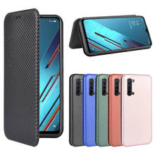 Oppo Reno3 Vitality Case Fashion Carbon Fiber PC Hard Card Holder Slim Leather Case Oppo Reno3 Youth PCLM50 Wallet Flip Cover 2024 - buy cheap