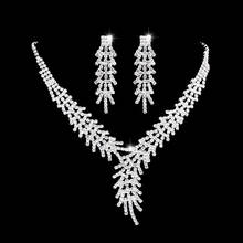 RNAFASHION Leaf Branch Crystal Bridal Jewelry Sets for Women Silver Color Rhinestone Bridal Necklace and Earring Sets Jewelry 2024 - buy cheap