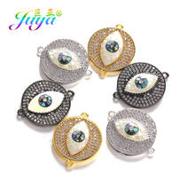 Juya DIY Cubic Zirconia Abalone Shell Turkish Greek Eye Connector Charms For Needlework Evil Eye Pendant Jewelry Making Supplies 2024 - buy cheap