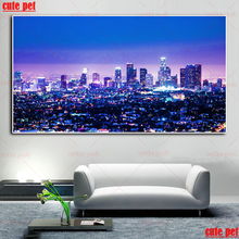 Nova 5d vista aérea de los angeles à noite cristal redondo pintura diamante diy bordado casa decoração mosaico presente grande 2024 - compre barato