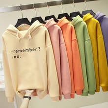 Korean Style Hoody Ladies Remember .no. Letter Print Dialogue Warm Oversized Hoodie Kpop Women's Sweatshirt Harajuku Streetwear 2024 - buy cheap