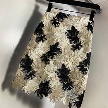 2022 Summer Lace Skirt Women Flower Embroidery Skirks Hollow Out High Quality Ladies Pencil Skirts Office Lady Midi Saia 2024 - buy cheap