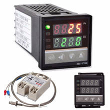 Цифровой ЖК-дисплей PID REX-C100 Температура контроллер комплект + K регулятор температуры с термопарным + Max.40A SSR 2024 - купить недорого